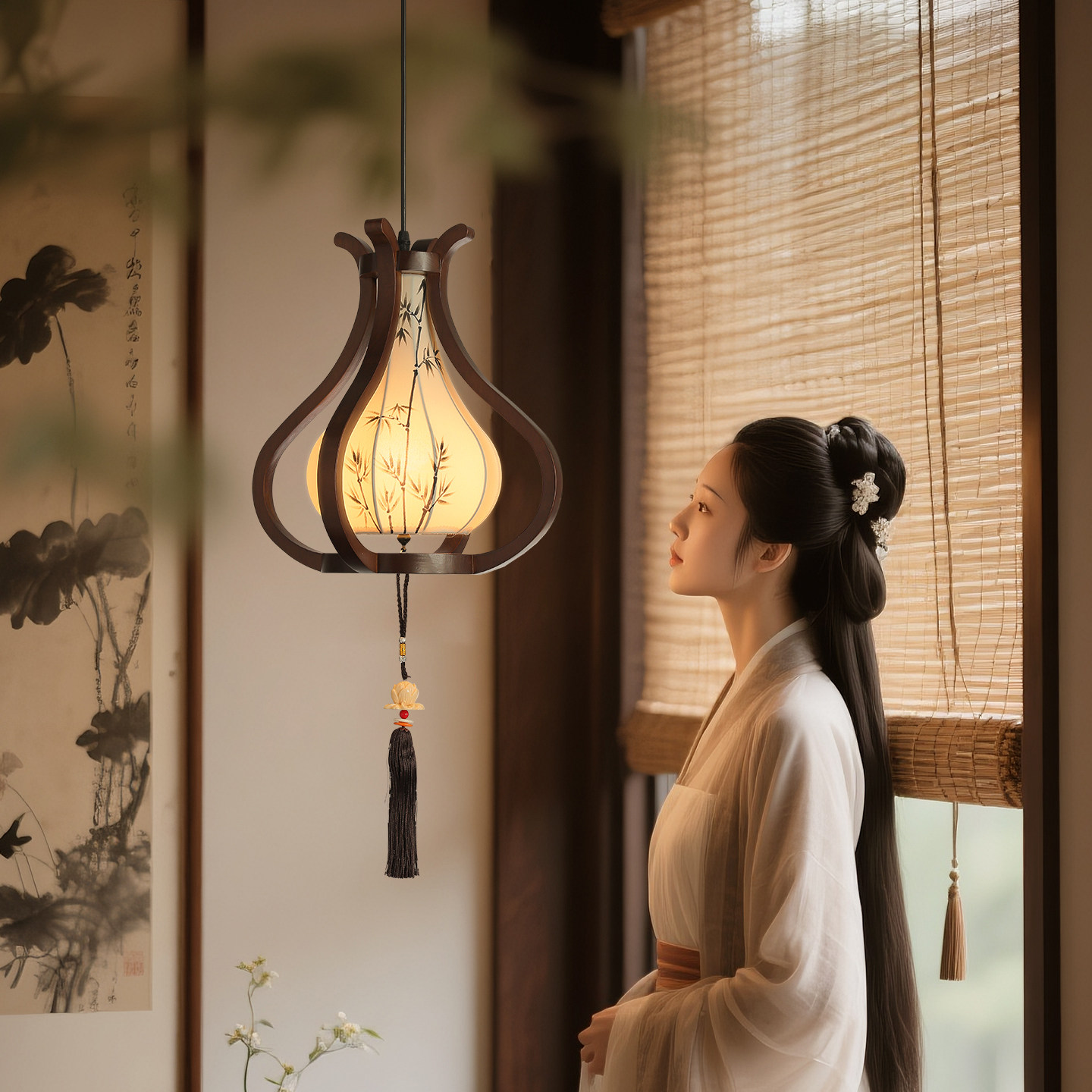 宋代美学床头吊灯2026新款新中式中古风餐厅卧室过道原木风吊线灯,家装灯饰光源,床头/玄关/吧台/过道吊灯,淘宝优惠券,粉丝福利购,淘宝优惠卷