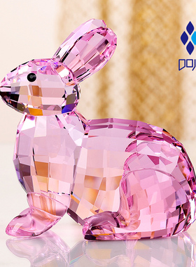 热销水晶小兔子摆件十二生肖饰品可爱桌面摆件圣诞节平安夜稀罕礼