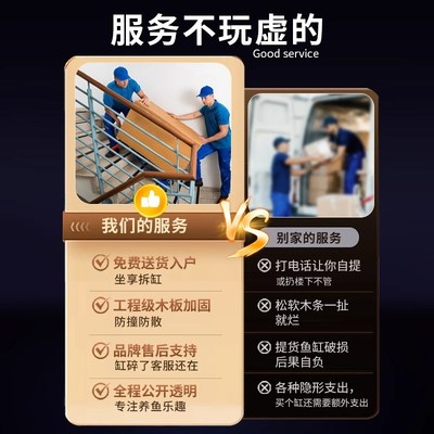 热销鱼缸客厅2025新款立式底滤一体超白玻璃落地家用原生态溪流缸