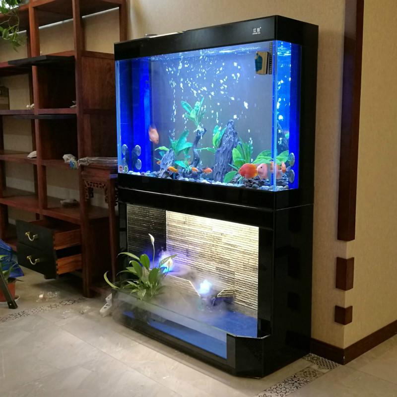 热销流水鱼缸落地家用客厅摆件循环水办公室玄关现代轻奢屏风式水