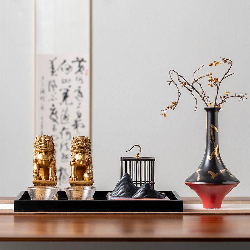 新中式狮子假山托盘组合摆件茶几样板间宋代美学茶桌书法软装搭配,电子元器件市场,集成电路（IC）,淘宝优惠券,粉丝福利购,淘宝优惠卷