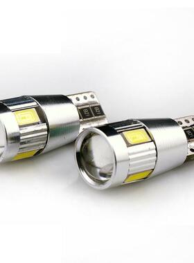 10件T10 W5W内部氙气白色LED CANBUS 6SMD 5630 Cree透镜灯