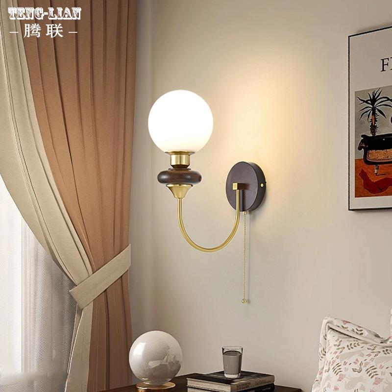 美式复古客厅卧室床头全铜壁灯法式别墅楼梯过道书房壁灯中法灯具