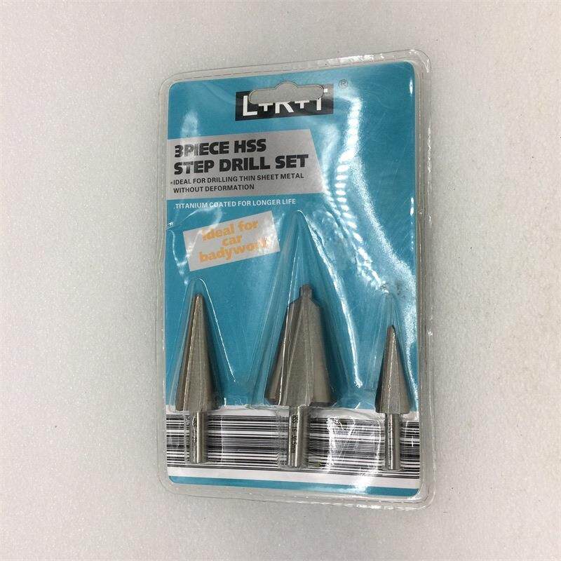 L+R+T 伞钻套装 本色高速钢3pcs伞形钻 开孔倒角扩孔薄板工具钻头