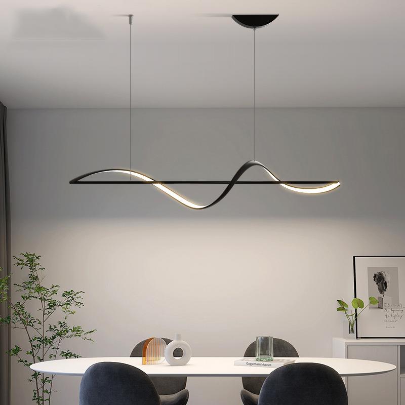 现代极简餐厅吊灯意式创意艺术书房吧台中岛螺旋长条设计感线条灯