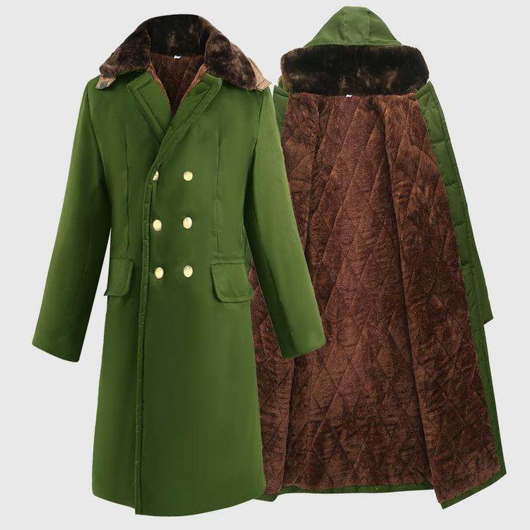 冬季大衣纤维含量聚酯纤维65±5棉35±5防寒加厚保暖绿色棉大衣