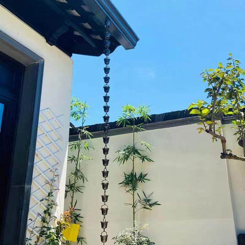 庭院雨链引水链紫铜别墅雨链百合莲花形排水链导水链天沟接水日式