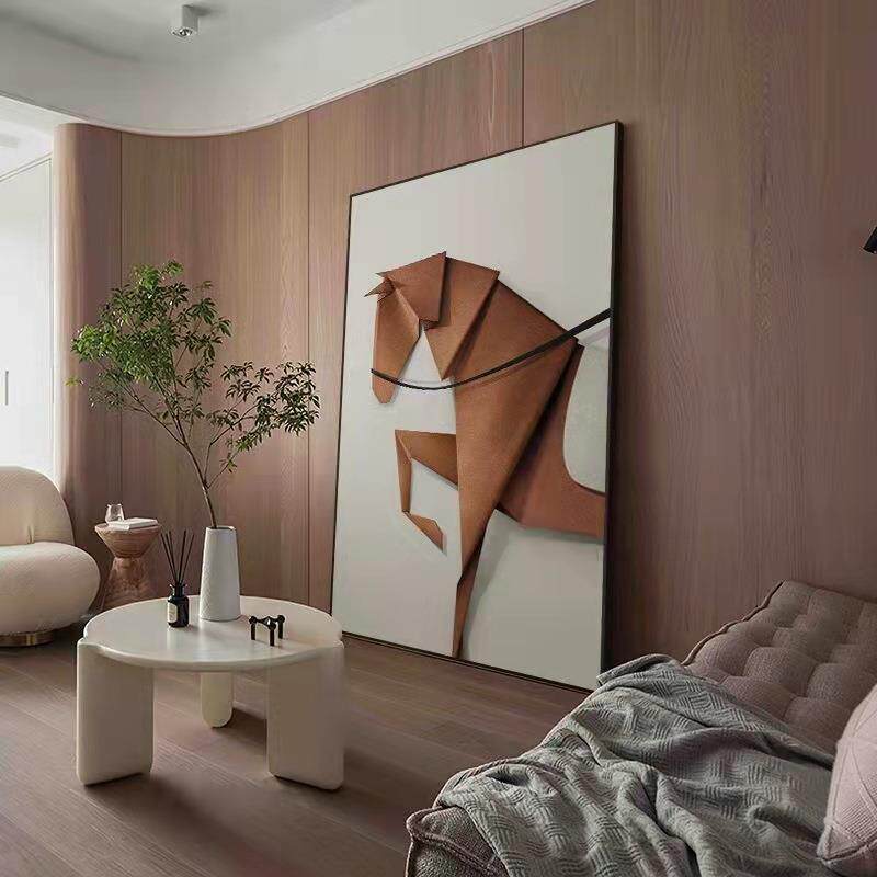 现代轻奢骏马客厅装饰画沙发背景壁画简约餐厅玄关高级感大幅挂画