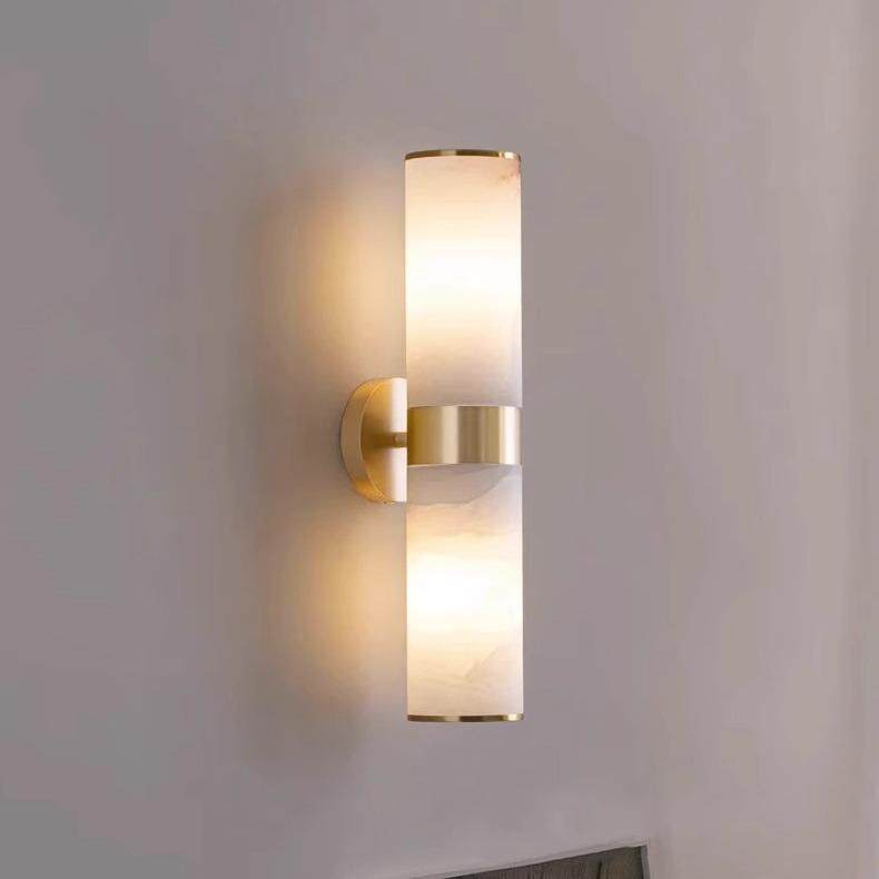 新中式现代简约轻奢全铜天然云石过道壁灯卧室床头楼梯走廊镜前灯