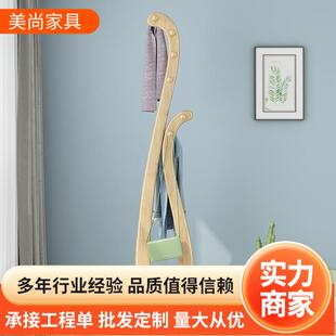 全实木衣帽架落地卧室加粗白色挂衣架琵琶立式收纳可收纳实木加粗
