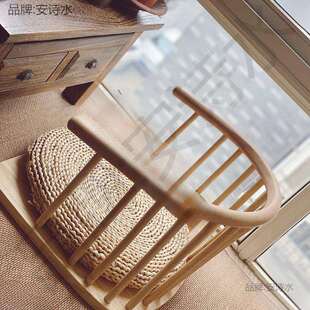 榻榻米座椅实木飘窗床上靠背椅落地带扶手无腿矮椅子日式和室圈椅