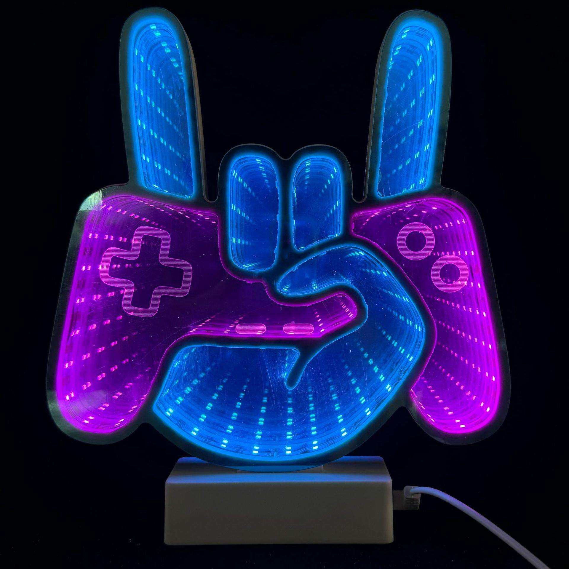 游戏手柄造型创意千层霓虹灯深渊镜 隧道灯 装饰灯 立式跨境 热销