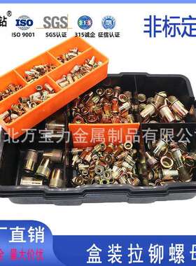 拉铆螺母盒装 420PCS 500PCS装M3-M12平头竖纹铆螺母铆螺母