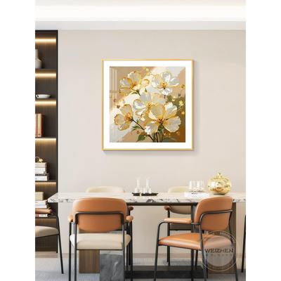 轻奢餐厅装饰画饭厅背景墙挂画壁画简约现代高级感手绘油画麦穗