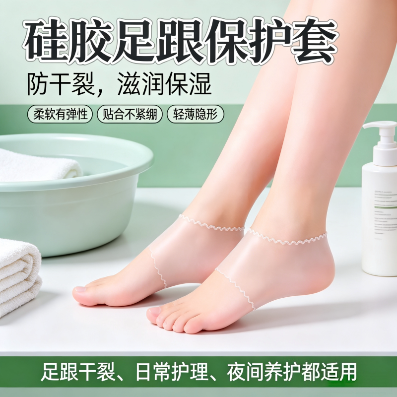 硅胶足跟防裂保湿不紧绷护套