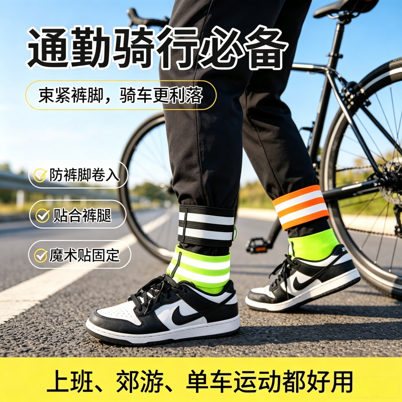 骑行反光束腿带防掉魔术贴