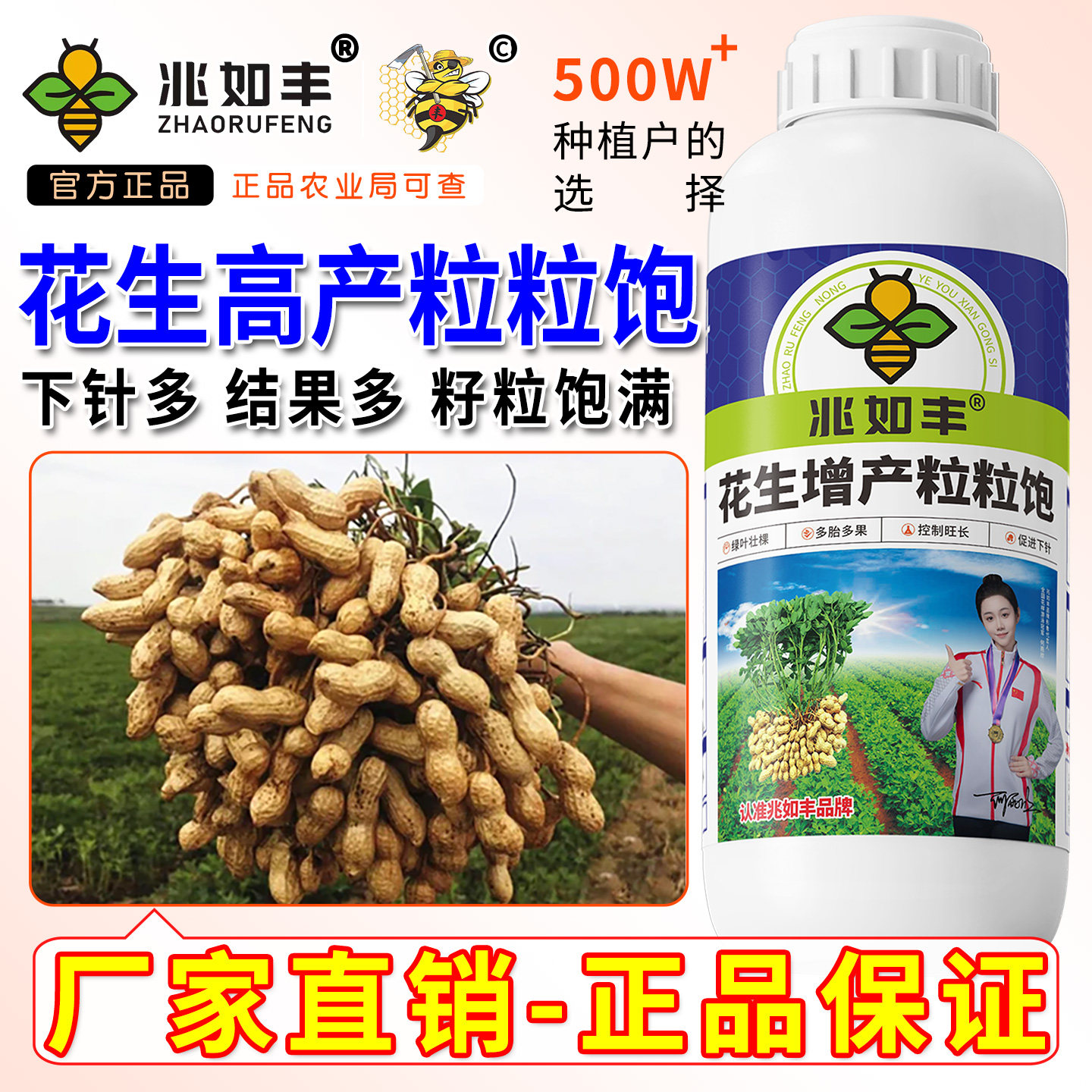花生膨大粒粒饱满高产增产膨壮粒粒宝彭大增收分叉下针专用叶面肥