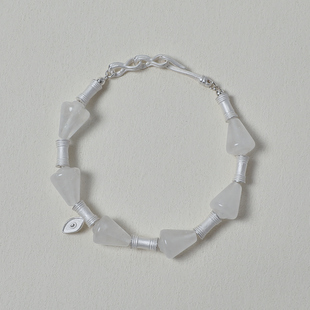 白水晶黑曜石蓝纹玛瑙 ACETO油醋汁·纯银芋螺手链 OLIO