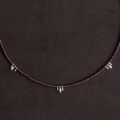 OLIO E ACETO油醋汁·纯银水滴串珠项链 黑玛瑙石榴石