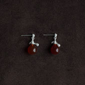 ACETO油醋汁 OLIO 新年纯银红玛瑙圆球耳环 新年礼物