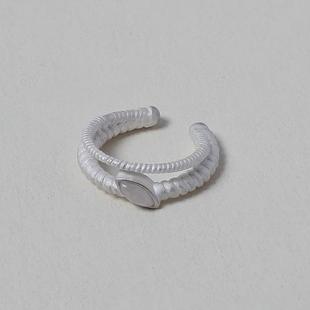 OLIO E ACETO油醋汁·纯银双环戒指 白水晶黑曜石