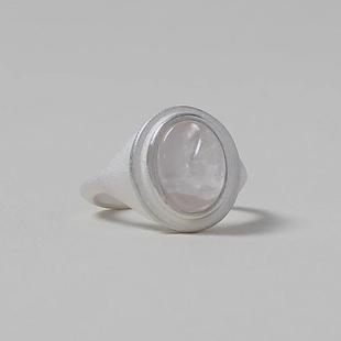 OLIO E ACETO油醋汁·纯银圆贝戒指 白水晶黑曜石蓝纹玛瑙