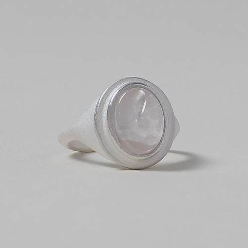 OLIO E ACETO油醋汁·纯银圆贝戒指 白水晶黑曜石蓝纹玛瑙