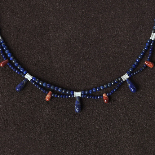 OLIO E ACETO油醋汁·青金石红蛇皮玉露珠项链