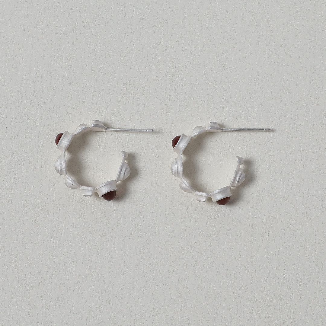 OLIO E ACETO油醋汁&middot;纯银宝石耳环 黑红玛瑙 新年礼物