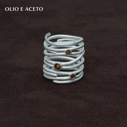 OLIOEACETO虎眼石流溯戒指