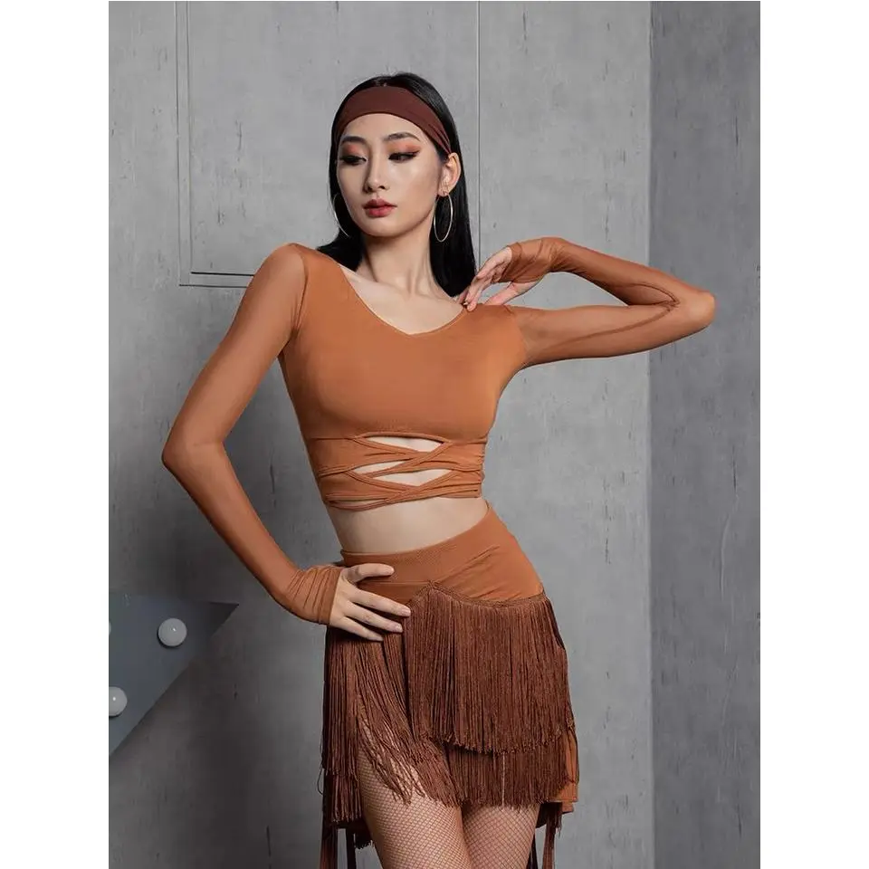 拉丁舞半身裙练功服女舞裤新款