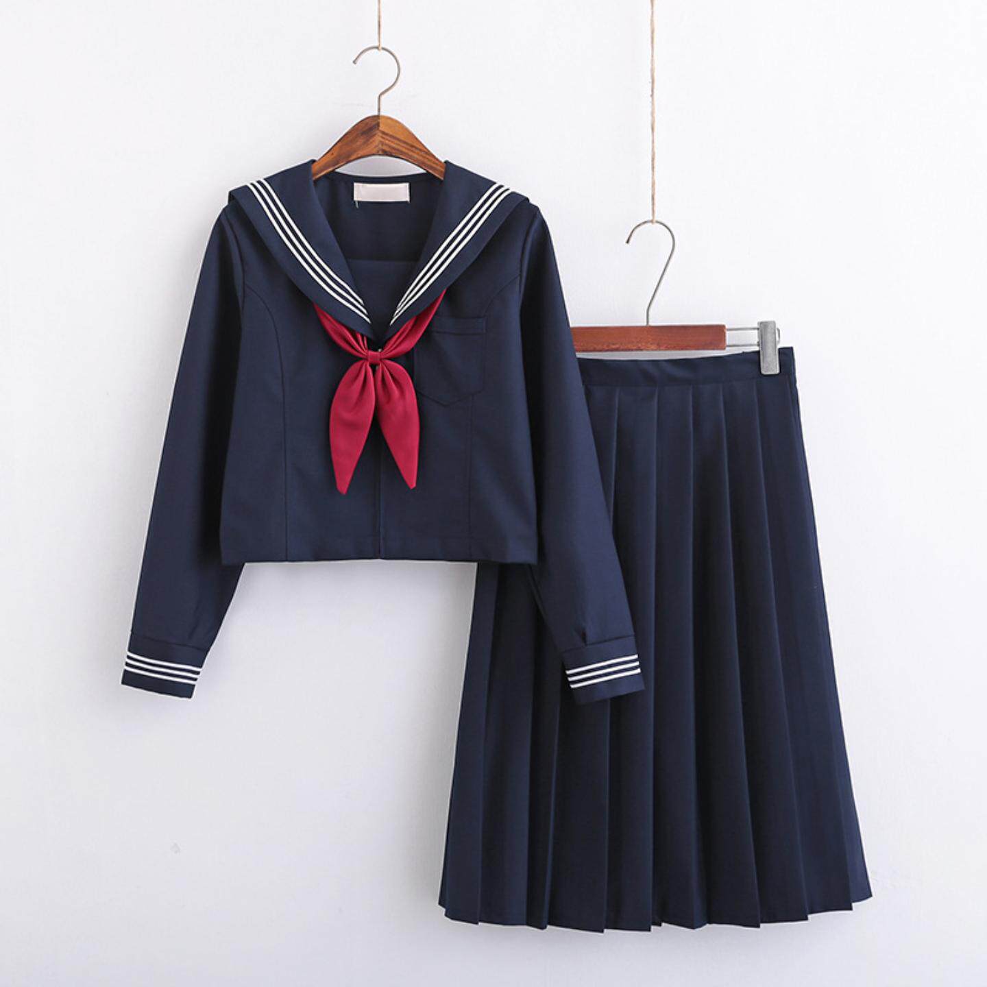 大码日系JK制服裙浓绀三本软妹服