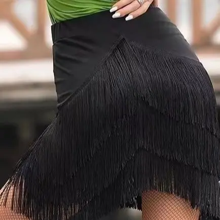 拉丁舞半身裙练功服女短裙新款
