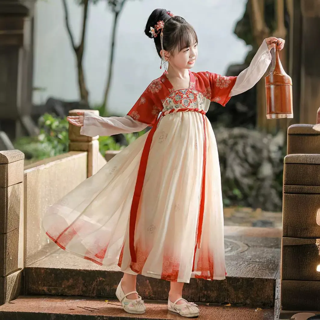 汉服女童春秋新款高端超仙连衣