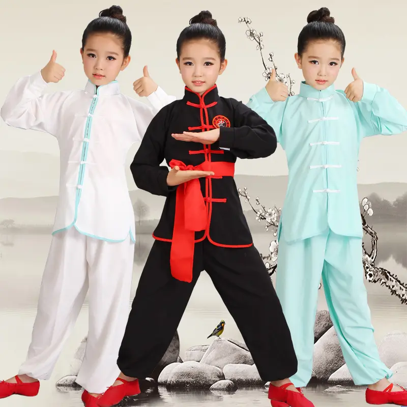 少儿武术演出服装新款青少年太极练功服短袖中小学生功夫表演服装