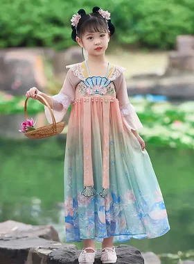 汉服女童秋款连衣裙古风2023新款