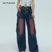 FLEURANT 工装 刘浩存 JAC 包上恩 希林娜依高同款 风口袋牛仔裤