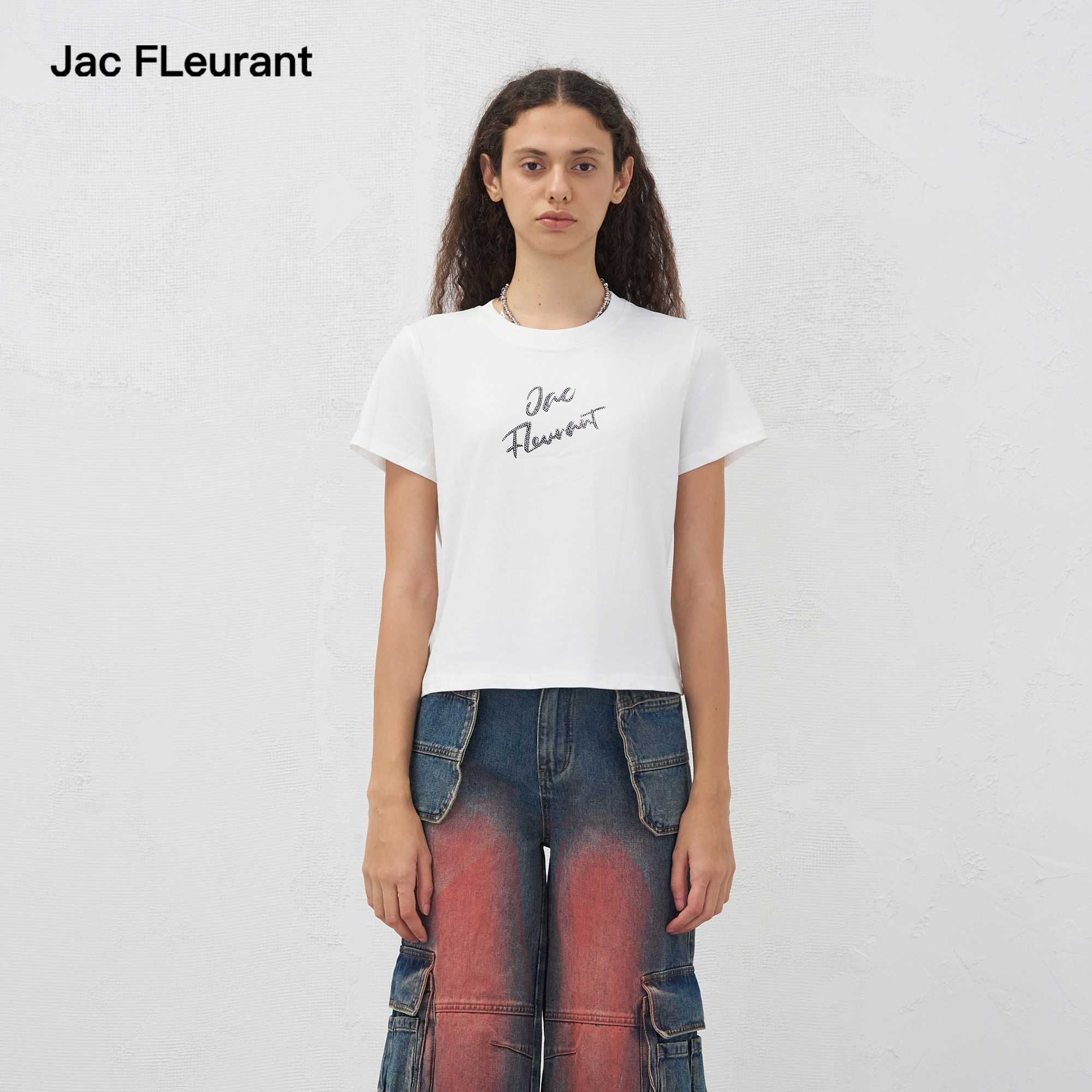 JAC FLEURANT2025春夏新品烫钻Logo T恤短袖上衣简约百搭