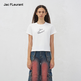 上衣简约百搭 JAC FLEURANT2025春夏新品 烫钻Logo T恤短袖