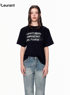 JAC FLEURANT幻影标语LOGO垫肩双领休闲宽松男女同款短袖