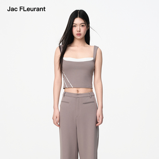套装 灰白拼接织带背心灰色弹力运动裤 FLEURANT2025春夏新品 JAC