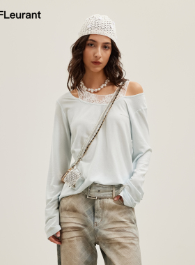 JAC FLEURANT2026春夏新款蕾丝拼接假两件针织天丝长袖罩衫薄款