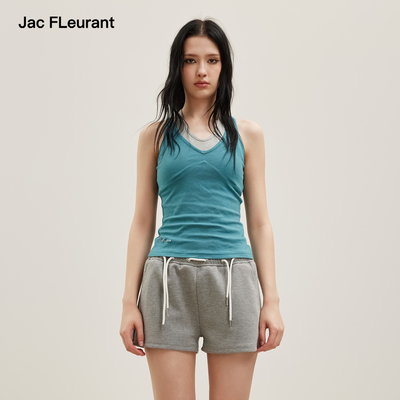 JAC FLEURANT【孙千同款】2026春夏蓝灰拼色挂脖假两件吊带背心
