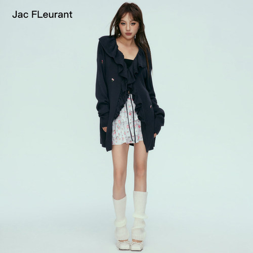 木耳边针织JACFLEURANT绑带开衫