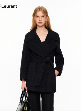 JAC FLEURANT双面呢大衣外套灰色羊毛大衣通勤收腰