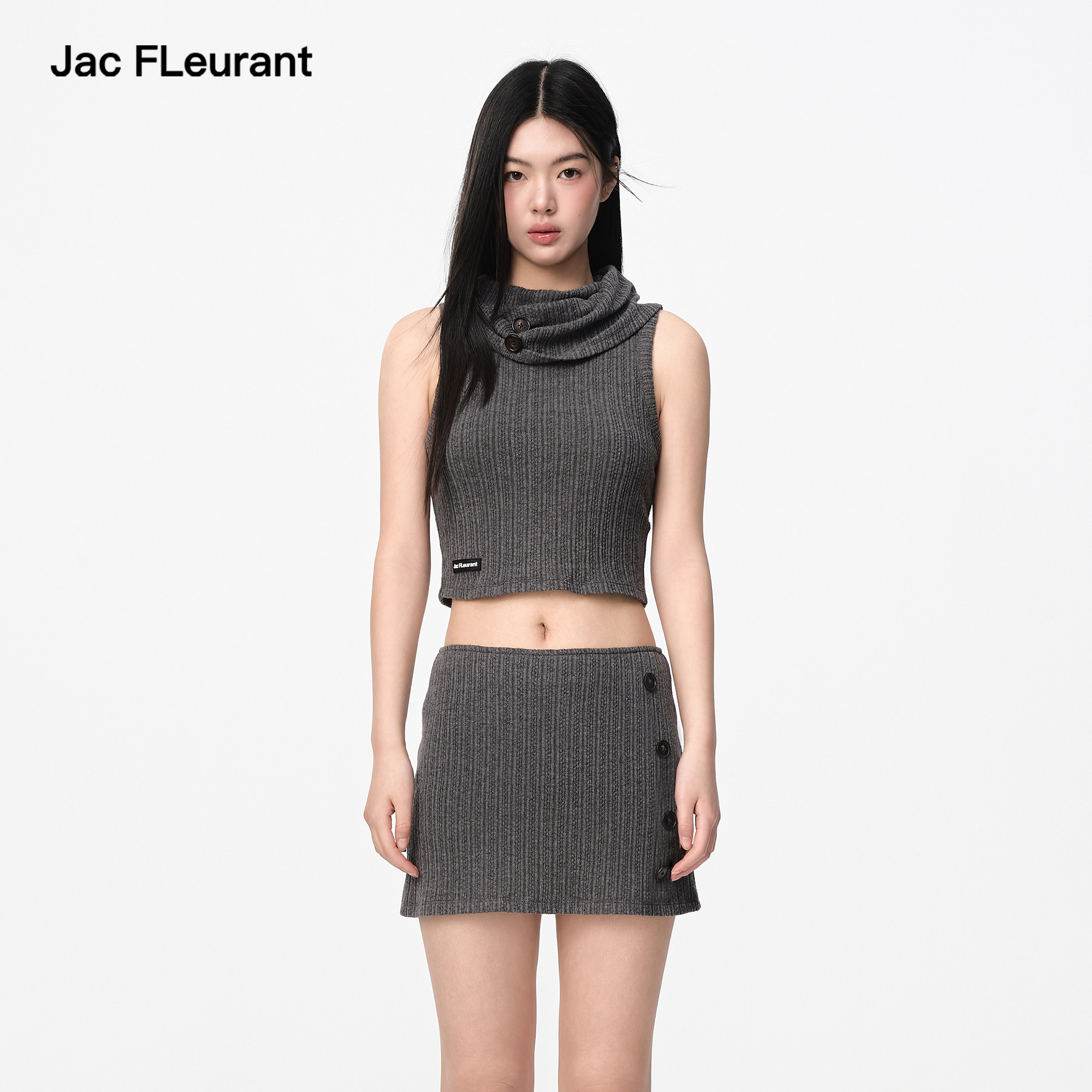 【谢可寅同款】JAC FLEURANT新品堆堆领针织背心灰色短裙套装,女装/女士精品,时尚套装,淘宝优惠券,粉丝福利购,淘宝优惠卷