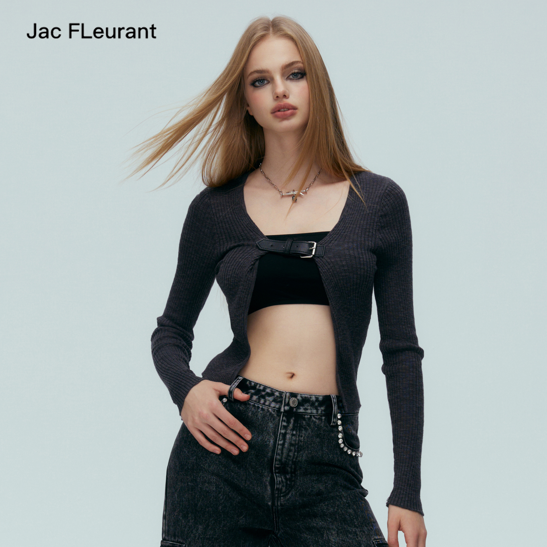 皮带扣针织毛衫上衣JACFLEURANT