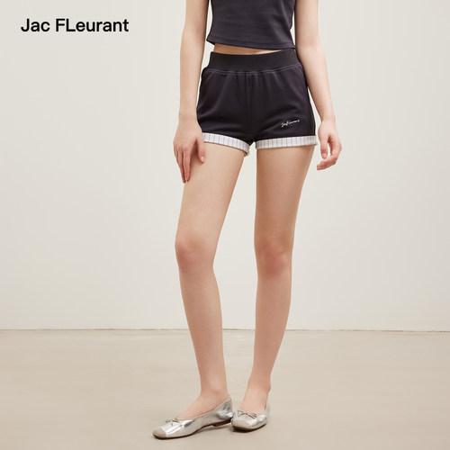 JAC FLEURANT2026夏季新款藏青色下摆拼接条纹休闲短裤运动松弛