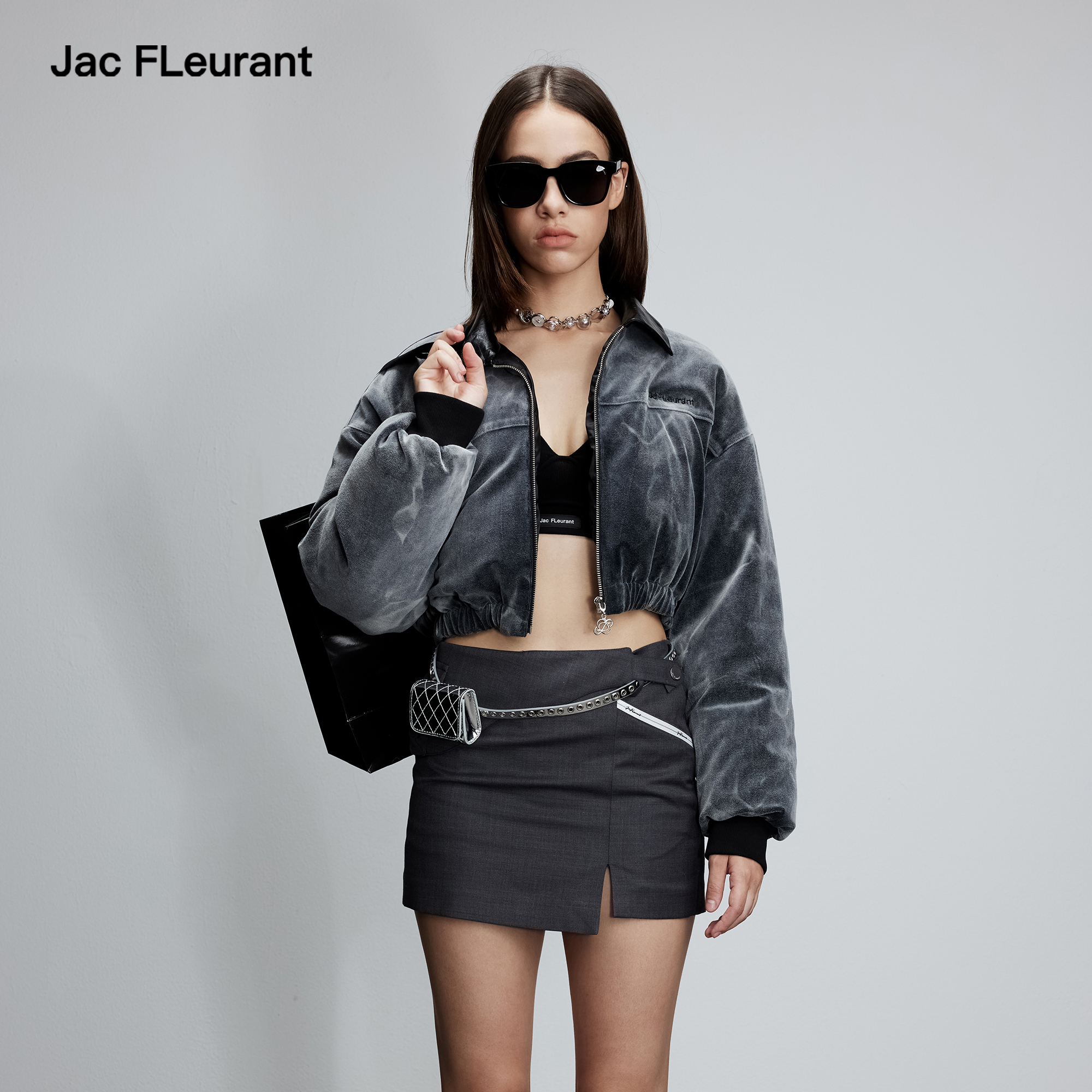 JAC FLEURANT2025秋冬新款翻领扎花水洗羽绒服保暖时尚短款夹克