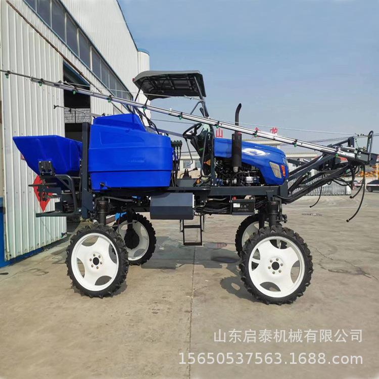 小麦玉米四轮高架打药机 农用棉花药材打药车 启泰水田水稻喷药机